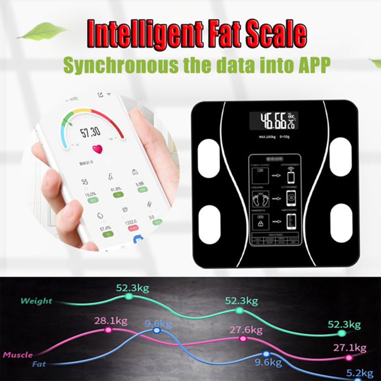 6326 Bluetooth Body Fat Scale Digital Smart Body Weight Scale Ios And Android App To Manage Body Weight Body Fat Water Muscle Mass Bmi Bmr Bone Mass And Visceral Fat With Bmi Scale