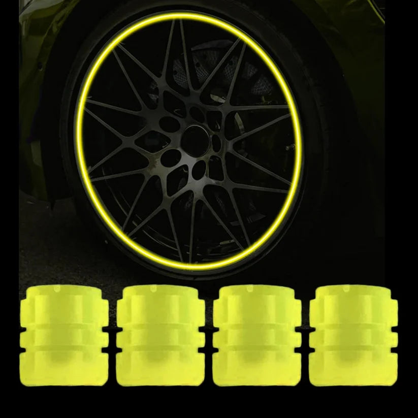 Luminous Tyre Valve Caps – Glow-in-the-Dark Air Stem Covers (4 Pcs / Mix Colour)